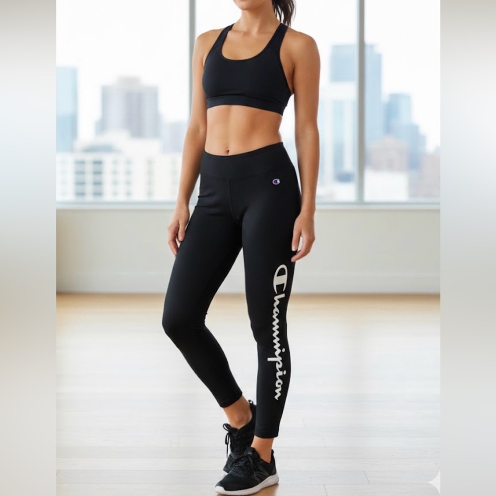 Champion Women's Black Logo Leggings